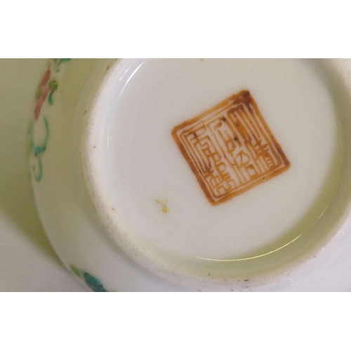 298 - A Chinese porcelain miniature teapot decorated in enamels with inscriptions, 9cm high, a famille ros... 