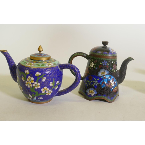 298 - A Chinese porcelain miniature teapot decorated in enamels with inscriptions, 9cm high, a famille ros... 