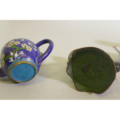 298 - A Chinese porcelain miniature teapot decorated in enamels with inscriptions, 9cm high, a famille ros... 