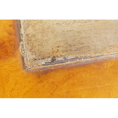 663 - A burr walnut and silver mounted cigar box, 25.5 x 13cm, 5cm high