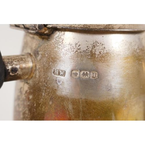 664 - A hallmarked silver three piece tea/coffee set by Lee & Wigfull, Sheffield 1930, 723g gross, fou... 