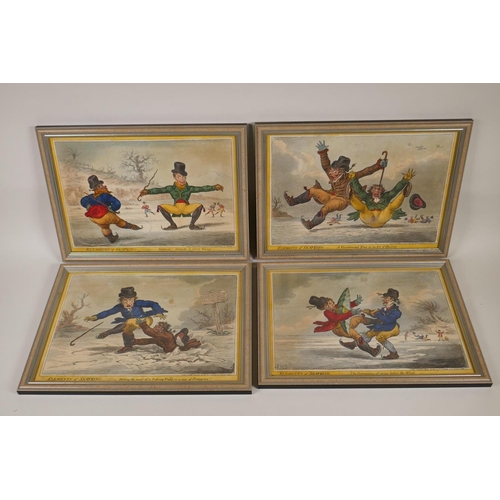 837 - James Gillray, (British, 1756-1815), Elements of Skating, set of four, 'Attitude! Attitude is Everyt... 