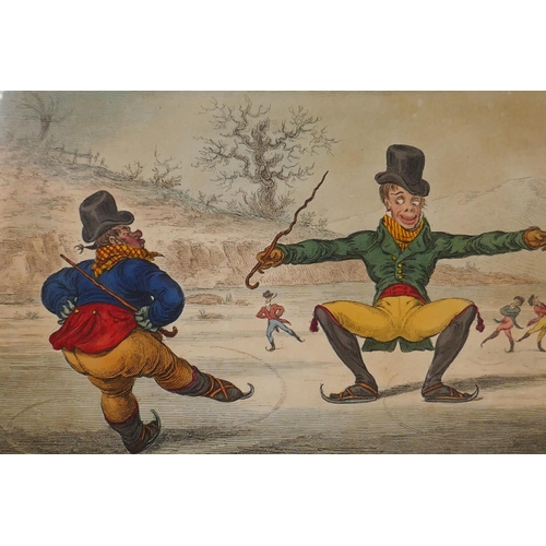 837 - James Gillray, (British, 1756-1815), Elements of Skating, set of four, 'Attitude! Attitude is Everyt... 