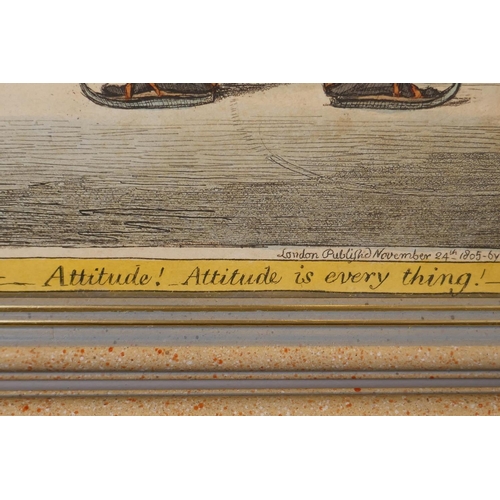 837 - James Gillray, (British, 1756-1815), Elements of Skating, set of four, 'Attitude! Attitude is Everyt... 