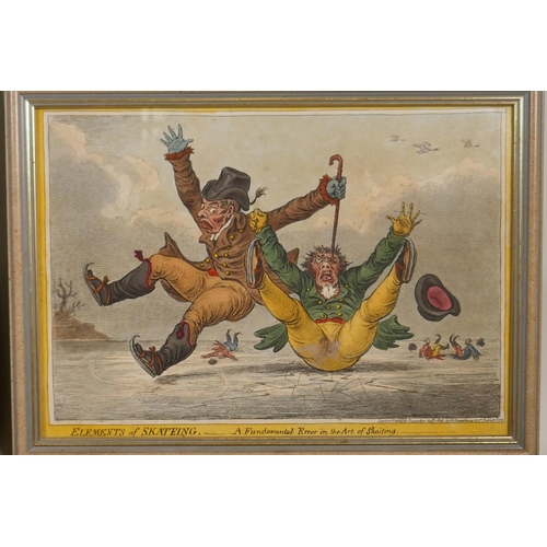 837 - James Gillray, (British, 1756-1815), Elements of Skating, set of four, 'Attitude! Attitude is Everyt... 
