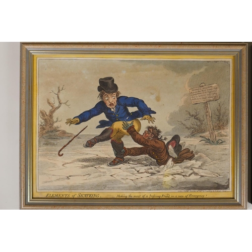 837 - James Gillray, (British, 1756-1815), Elements of Skating, set of four, 'Attitude! Attitude is Everyt... 