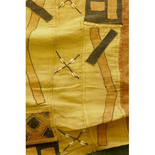 88 - African Kuba tribe wall hanging, inset with shells, 57 x 380cm