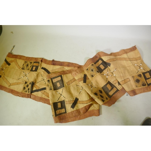 88 - African Kuba tribe wall hanging, inset with shells, 57 x 380cm