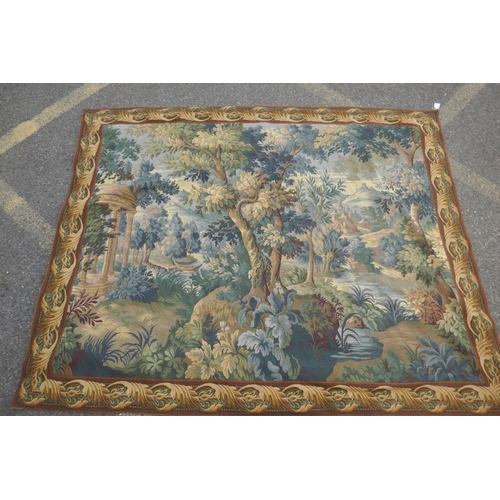 1033 - Belgian/Flemish tapestry depicting a classical scene with rotunda in the C17th style, C20th, 135 x 1... 