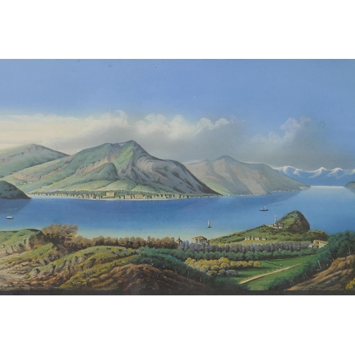 958 - Lake Como, C19th/C20th, landscape, gouache, 49 x 19cm