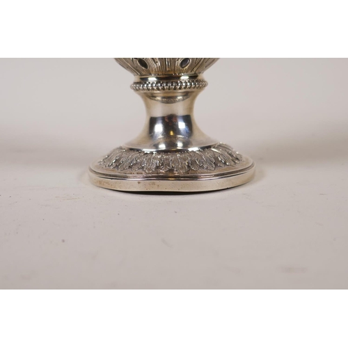 602 - A fine Victorian silver three piece tea set by Martin, Hall & Co, London, 1876, decorated with r... 