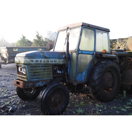 Leyland 245 tractor. Perkins engine, runs and drives, showing 5426 hours