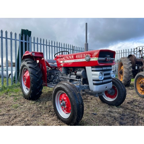 Massey Ferguson 135 Tractor. Restored to a high standard. Runs and drives. S/n 27480.  Reg 3889 HZ