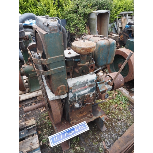 67 - Petter B2 13hp twin cylinder engine with gears and pulley. S/n 2B76895