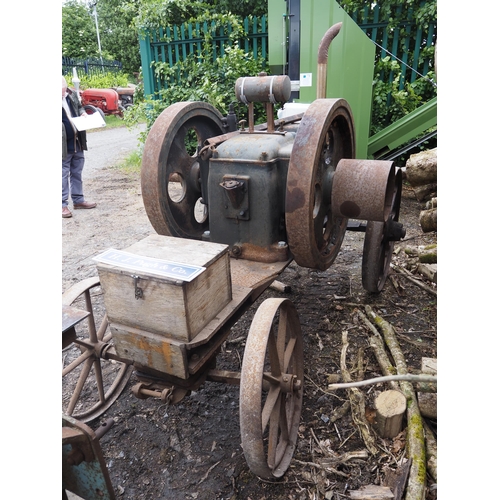 77 - Blackstone OP1 26hp twin flywheel diesel engine on iron wheel trolley. S/n OPL64L368