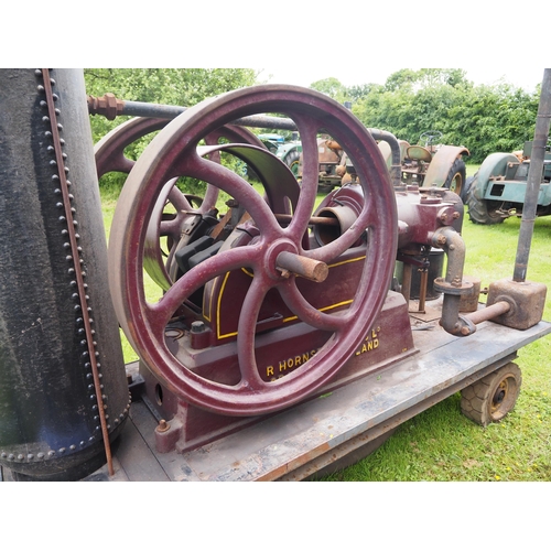 79 - R. Hornsby & Sons open crank engine. Fitted on strong trolley. S/n 33942. Believed to be 3½hp