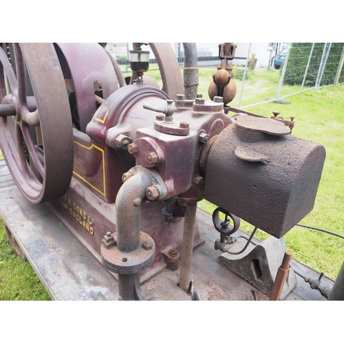 79 - R. Hornsby & Sons open crank engine. Fitted on strong trolley. S/n 33942. Believed to be 3½hp