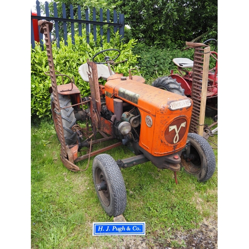 85 - Vendeuvre B2B tractor. Fitted with mid mounted finger bar mower. S/n 53060