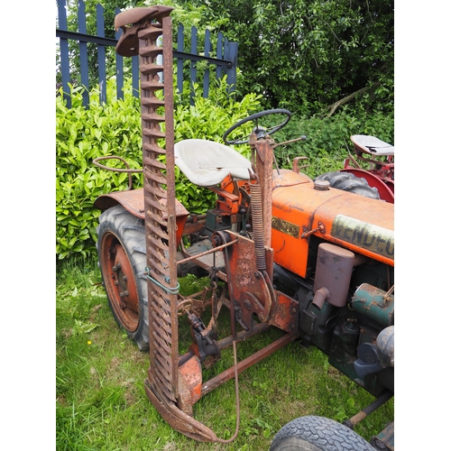 85 - Vendeuvre B2B tractor. Fitted with mid mounted finger bar mower. S/n 53060