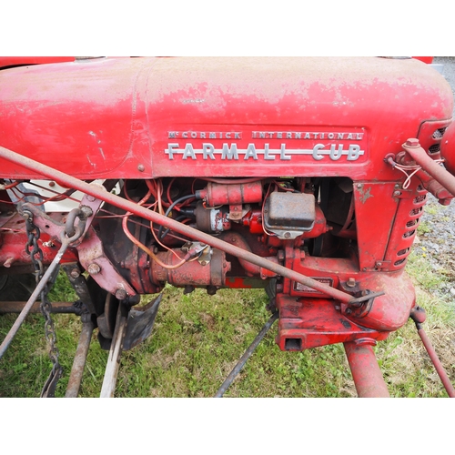 86 - McCormick International Farmall Cub tractor. Fitted with front and rear wheel weights and Mid mounte... 