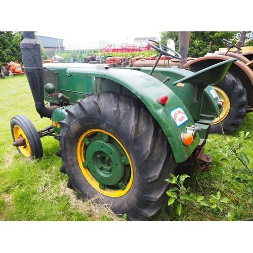 93 - SFV 302 Hot bulb tractor. Fitted with rear wheel weights. Part restored