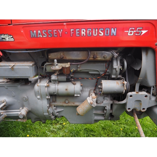 107 - Massey Ferguson 65 tractor. Runs and drives. C/w with Ferguson winch. Restored
