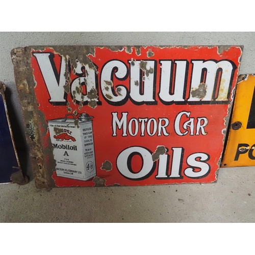 213 - Enamel double sided sign - Mobiloil Vacuum Oils 21