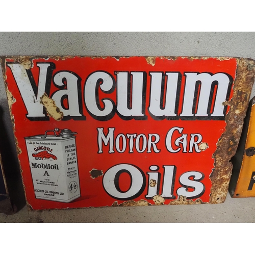 213 - Enamel double sided sign - Mobiloil Vacuum Oils 21