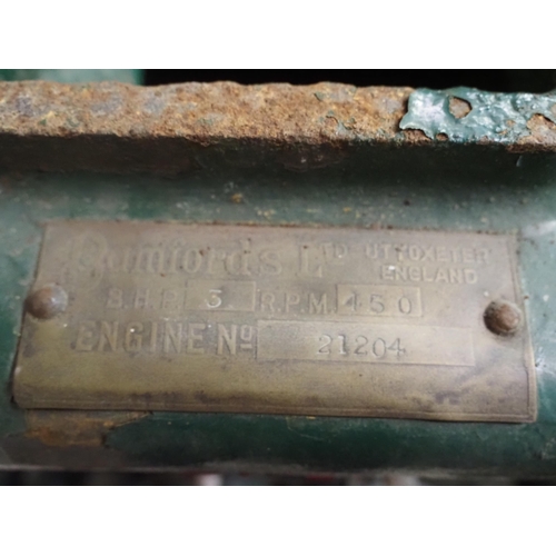 158 - Bamford 3hp open crank engine on trolley . S/n 21204