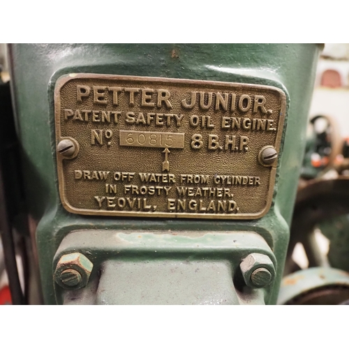 169 - Petter junior 8hp engine on trolley. S/n 60815