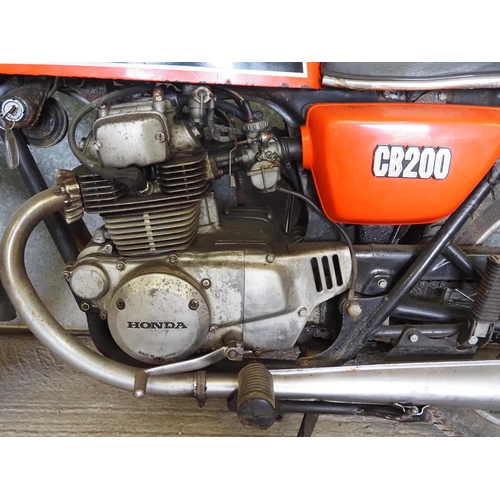 196 - Honda CB200 Motorcycle. 1974. 200cc
Frame no. CB200-1023212
Engine no. CB200E- 1024015
Reg. 74-WW521