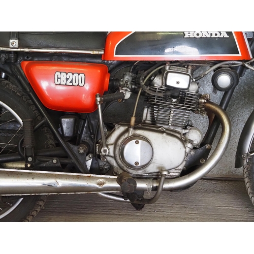 196 - Honda CB200 Motorcycle. 1974. 200cc
Frame no. CB200-1023212
Engine no. CB200E- 1024015
Reg. 74-WW521