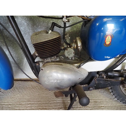 199 - BSA Bantam Super Motorcycle. 
Frame no. 0740812
Engine no. ED7 7550
Reg. UZE 914