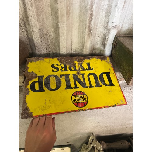 277 - Post mounted enamel sign - Dunlop 16