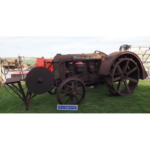 Fordson model F tractor. Fitted with front end sawbench