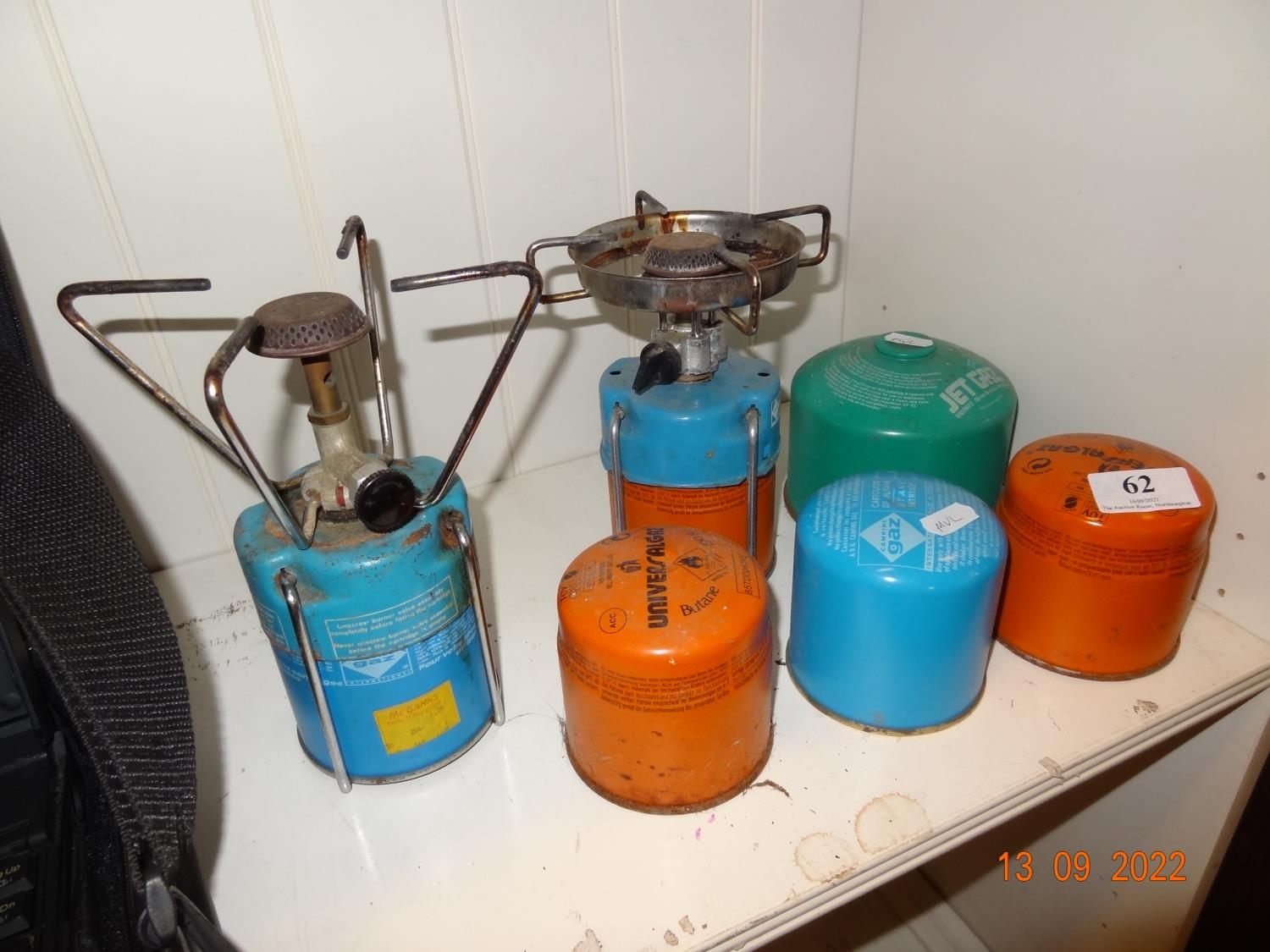 2x Camping gas stoves plus spare containers