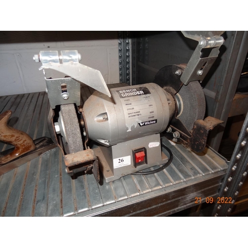 26 - Wickes bench grinder in working order
