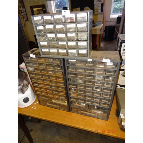 39 - 2x Large vintage metal engineer drawers and smaller set