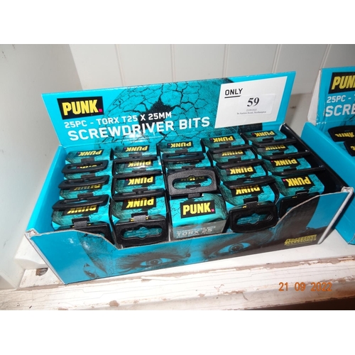 59 - Punk 25pc Tork T25x25 mm Screwdriver bits 20 boxes of 25 pieces in each large box