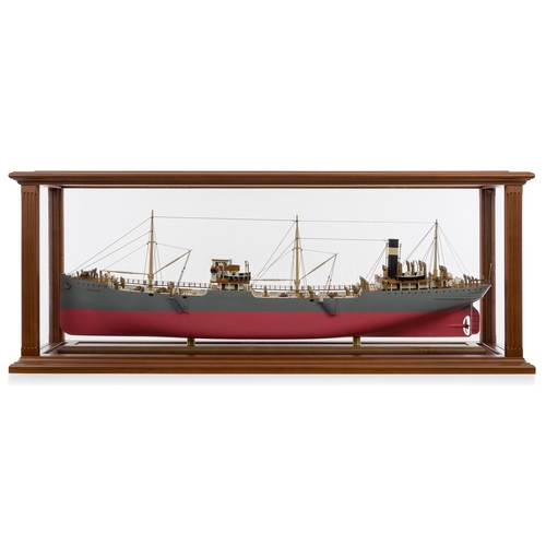 104 - A BUILDER'S STYLE MODEL FOR THE S.S. SHIRVAN, 1925
the 52in. laminated and carved hull with lowered ... 