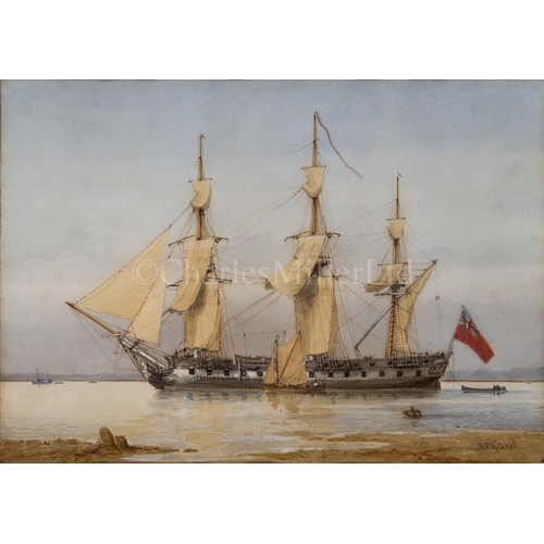 140 - WILLIAM FREDERICK MITCHELL (BRITISH, 1845-1914)
A 42-Gun Frigate, about 1780; A 38-Gun Frigate, abou... 