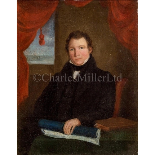 18 - ENGLISH SCHOOL, CIRCA 1840
Portrait of a merchant sea captain
Oil on panel
8½ x 6¾in. (21.5 x 17cm.)... 