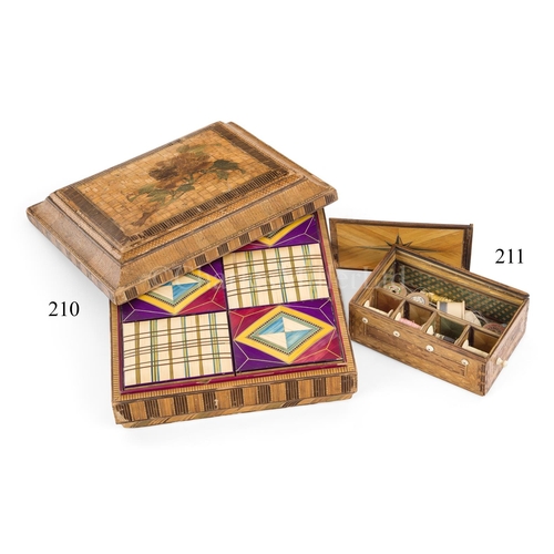 210 - A NAPOLEONIC PRISONER OF WAR STRAW WORK BOX
of typical form, the removable lid to internal compartme... 