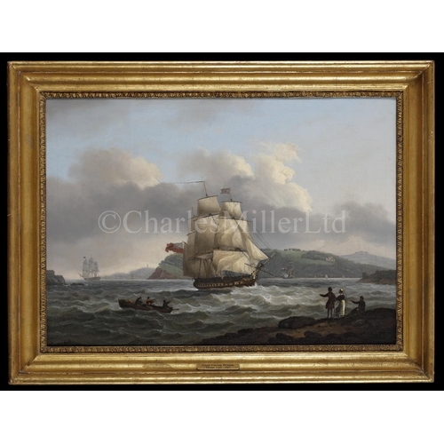 212 - THOMAS LUNY (1759-1837) 
A frigate entering Plymouth Sound
signed and dated 'Luny 1817' (on driftwoo... 