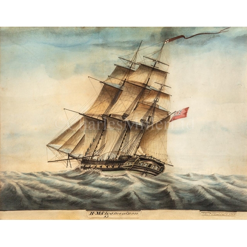 219 - JOHN J. SHORT (BRITISH, 19TH CENTURY)
H.M.S. 'Agamemnon'
Signed 'John J. Short' and dated 'Sept 8 18... 