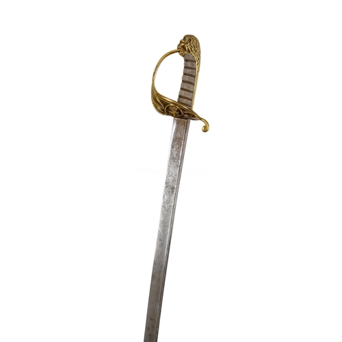 224 - AN 1827-PATTERN NAVAL SWORD BY ELLIOTT, PORTSEA
the 30in. steel blade etched with foul anchor, crown... 