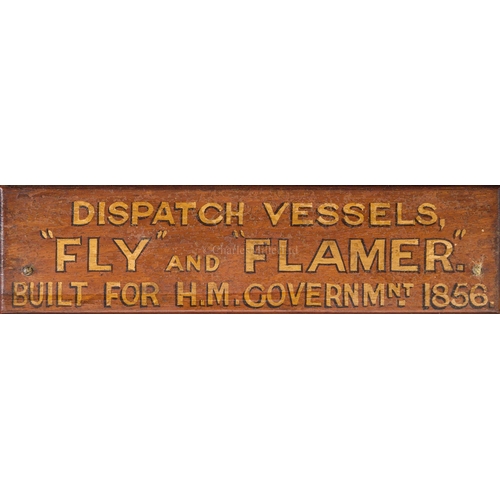 245 - A BUILDER'S HALF-BLOCK MODEL FOR THE H.M. DISPATCH VESSELS/GUNBOATS FLY AND FLAMER, BUILT BY FLETCHE... 