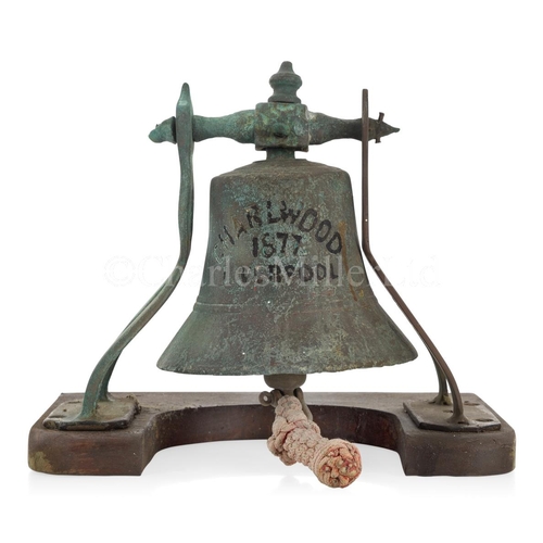 26 - A SHIP'S BELL RECOVERED FROM THE BARQUE CHARLWOOD, 1877, WRECKED OFF THE EDDYSTONE 1891
the 6½in. br... 