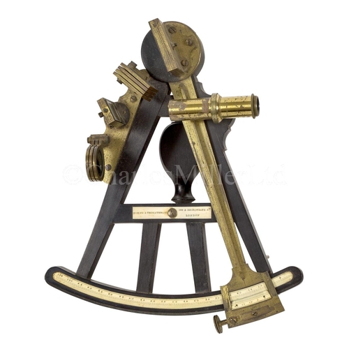 301 - Ø A 9½IN. VERNIER OCTANT BY HORNE & THORNTHWAITE, LONDON, CIRCA 1850
with ebony pi frame with in... 