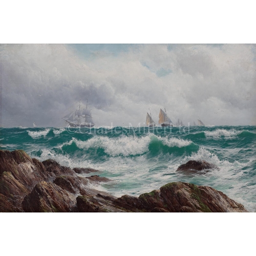 54 - DAVID JAMES (1834-1892) 
Easterly breeze in the Channel
Signed and dated with heightened signature '... 